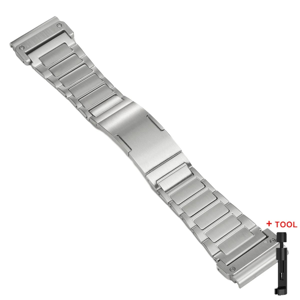 

26mm Stainless Steel Strap for Garmin Fenix 8 51mm 7 Pro 7X 6X 5X Pro Quick Fit Metal Band for Garmin Tactix Epix Pro Watchband 26mm