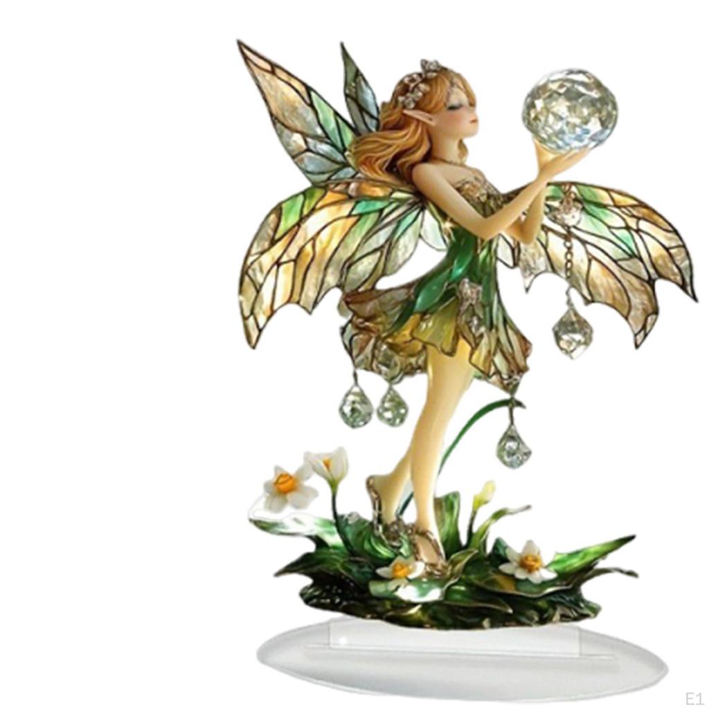 2D Acrylic Fairy Decor Flat Table Sign with Base Statue Figurine for Shelf Entrance Cabinet