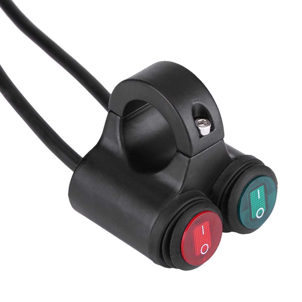 Ongwan Keenso 22mm Motorcycle Handlebar Switch On/Off Switch Bike Handlebar Fog Light Headlight Universal Multi-function(Red+Green)