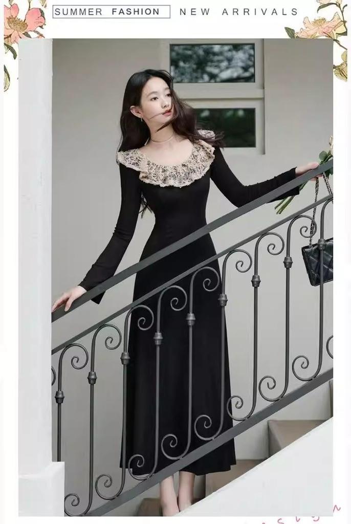 Elegant French Hepburn Black Dress for Women - Spring/Autumn 2026 Fashion
