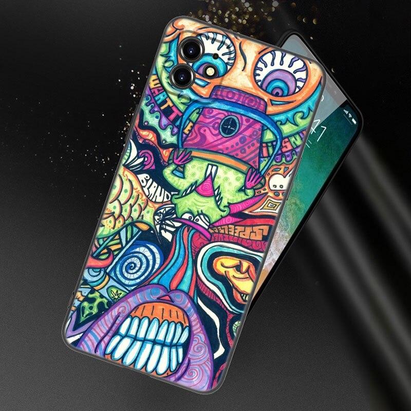 Psychedelic Trippy Kunst Telefon Fall Für Apple iPhone 13 12 Mini 11 Pro XS Max XR X 8 7 6S 6 Plus SE 2022 2020 5S 5 Schwarze Abdeckung