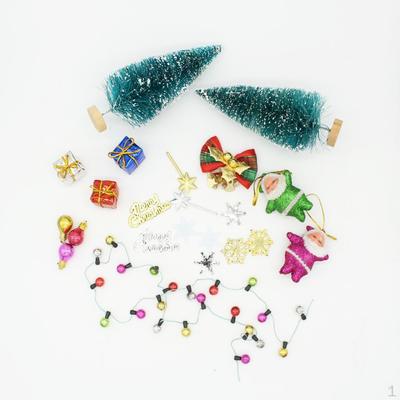 1/12 Christmas Tree Santa Claus Decoration Set Dollhouse Miniature Accessory
