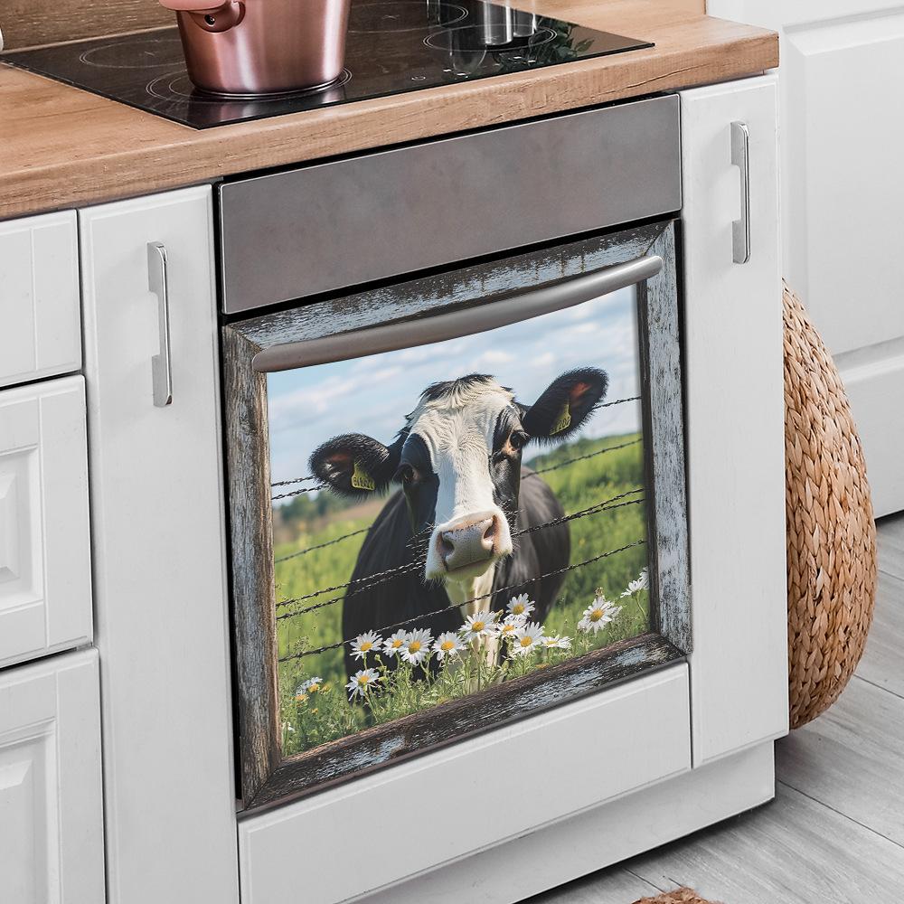 Pastoral Bull Head Kitchen Dining Room Cabinet Home Background Beautification and Decoration Stickers