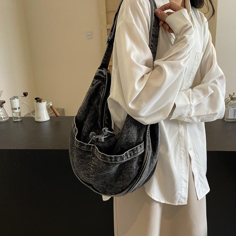 Denim Bag Women Tote Bag Student Class Large Capacity Shoulder Bag Crossbody Bag