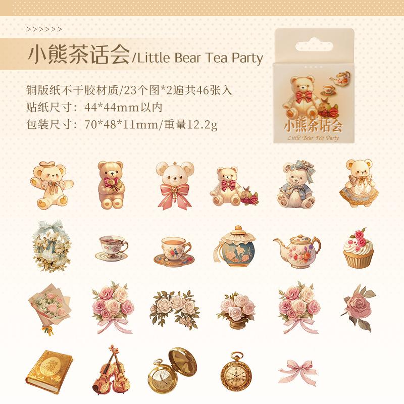 46 pcs Kawaii Cartoon Mini Stickers Creativity Decorative collage Adhesive Diy Diary Album Scrapbooking material