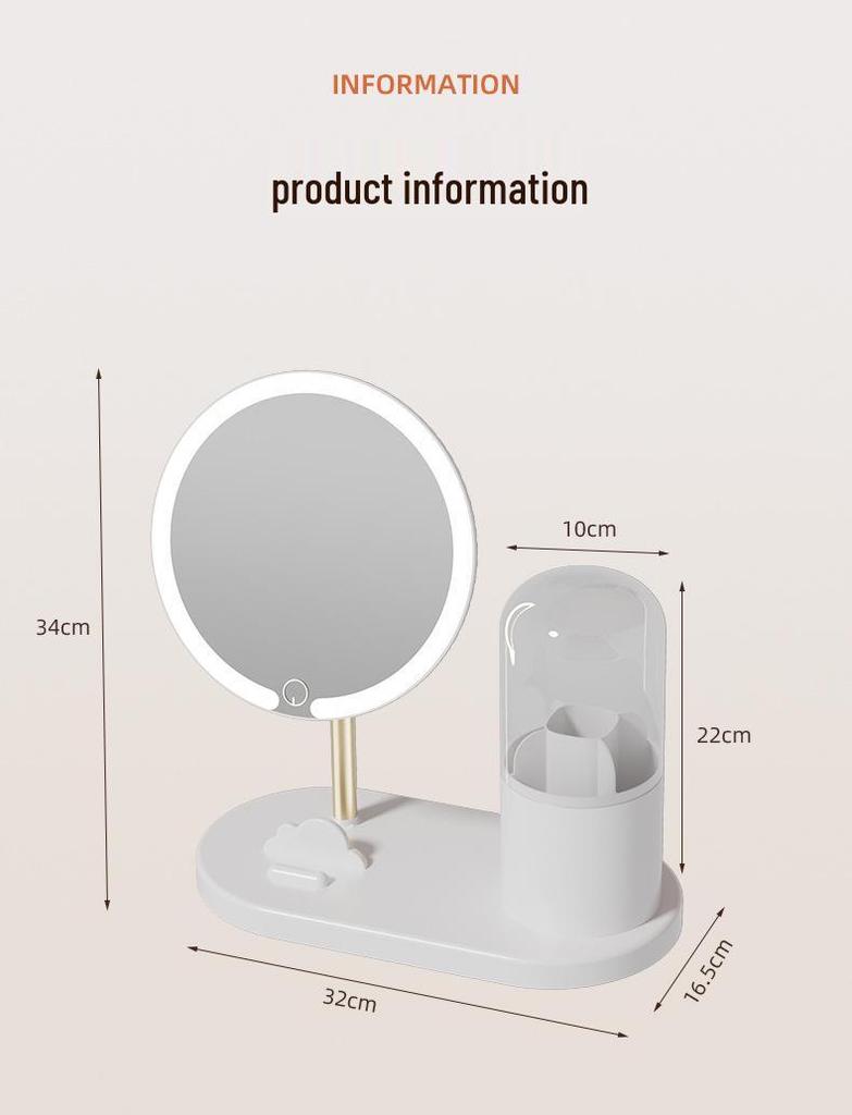 2024 LED Makeup Mirror with Storage - Desktop Vanity Mirror with Fill Light for Students