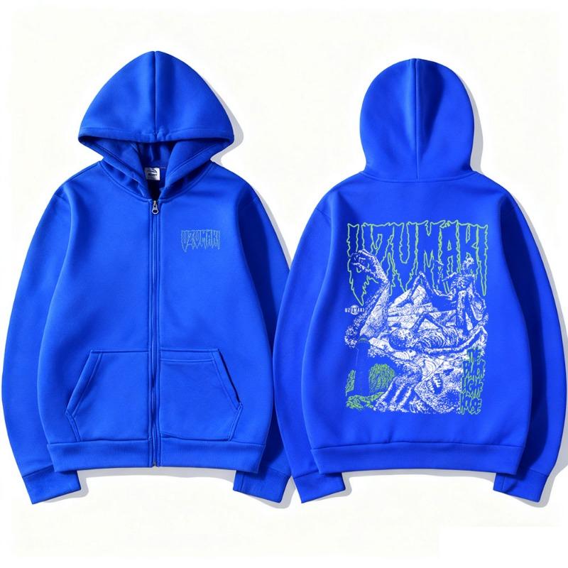 Japanese Anime Tomie Junji Ito Uzumaki Zipper Hoodie Men Women Manga Horror Zip Up Jacket Male Casual Vintage Zip Up Sweatshirt