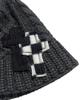SK8ER ROCK Cable Knit Cross Bucket Hat ((Charcoal))