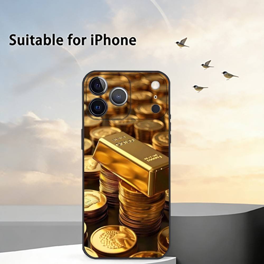 Money Gold A-Art Phone Case Silicone Soft For IPhone 17 16 15 14 13 12 11 X XR Plus Pro Max Plus
