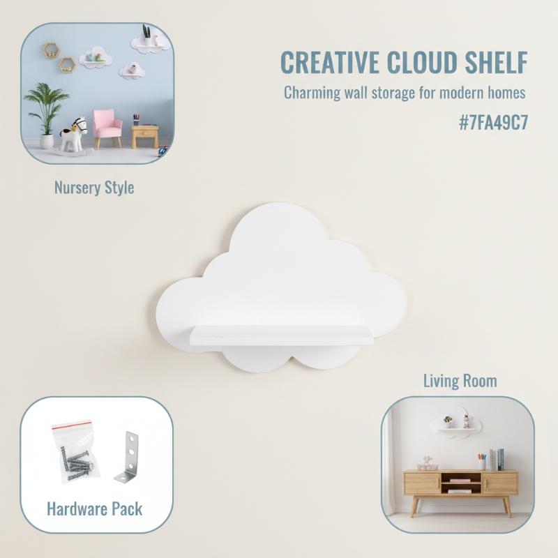 Moderne Stil Tre Vegg Oppbevaringshylle Slitesterk Stabil Skyformet Hylle Minimalistiske Veggmonterte Hyller Oppbevaring