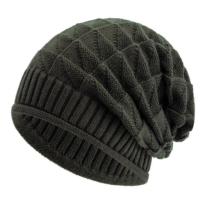 

New Winter Hat Casual Street Autumn Daily Beanies For Men & Women Solid Bonnet Cap 56cm-60cm армія зелений колір