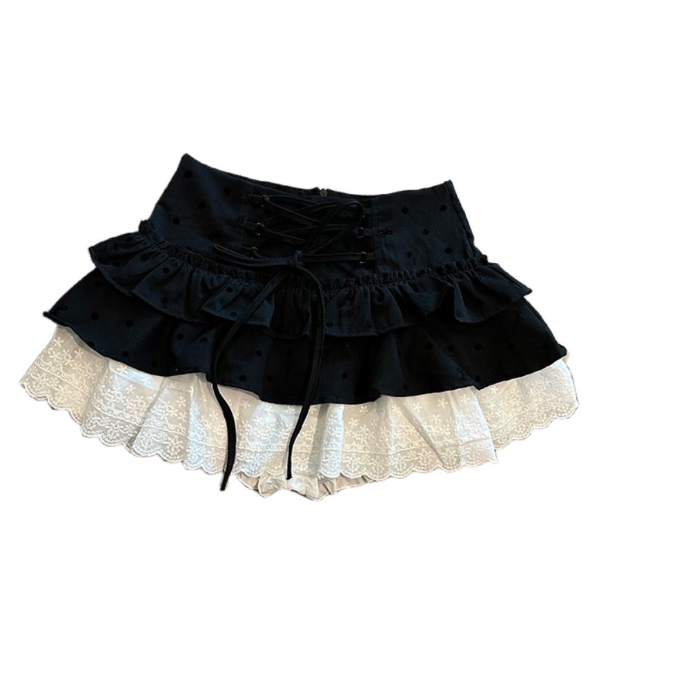 Dot Short Puff Skirt Lace Mini Cake Skirt Fashion Flounce Short Skirt  Streetwear