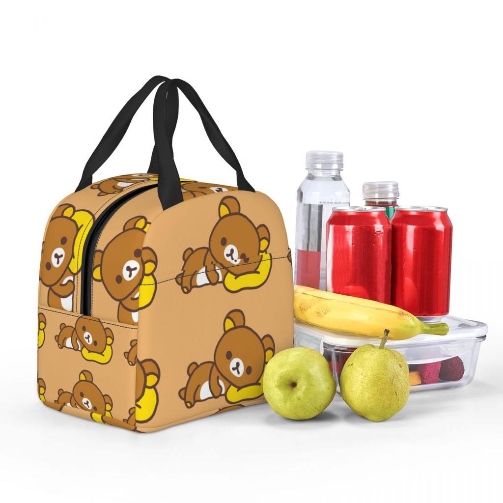 Rilakkuma Insulated Lunch Bag for Women Kids Leakproof Food Boxes Thermal Lunch Box Tote