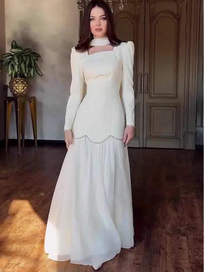 2025 Elegant Retro European Court Style Long Sleeve Dress