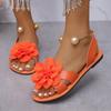 Flat bottom pearl foot sandals women's spot summer new foreign trade large size fashion flower sandals