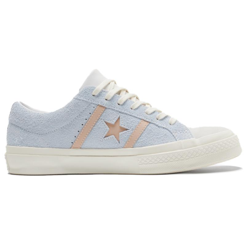 Material Block X Converse One Star Academy Non-slip and Wear-resistant Low-top Board Shoes Unisex White and Blue Stitching