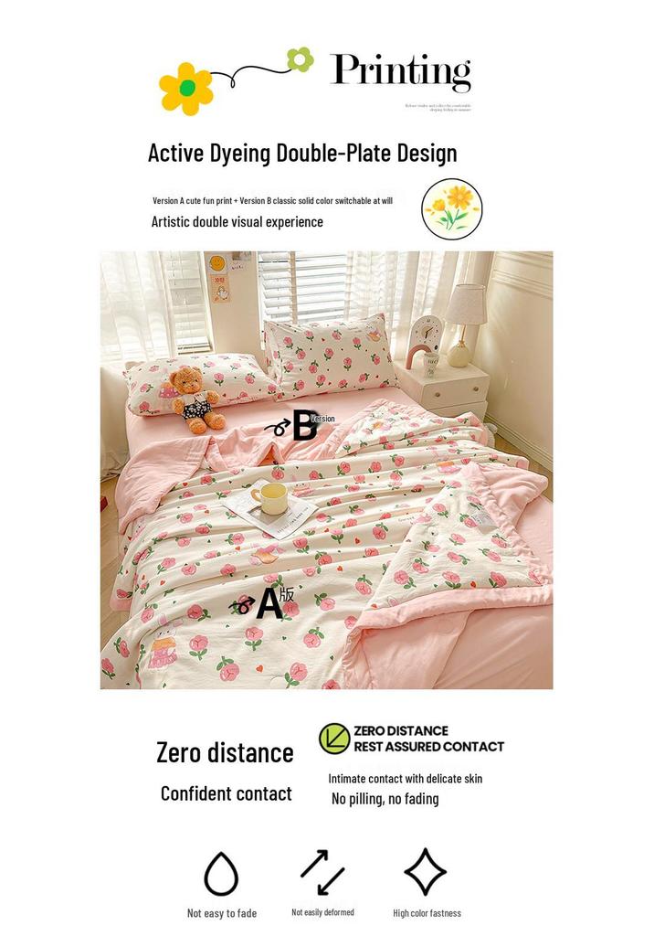 Washable Xinjiang Cotton Summer Quilt for Dormitory - Lightweight, Air Conditioning, Single Size