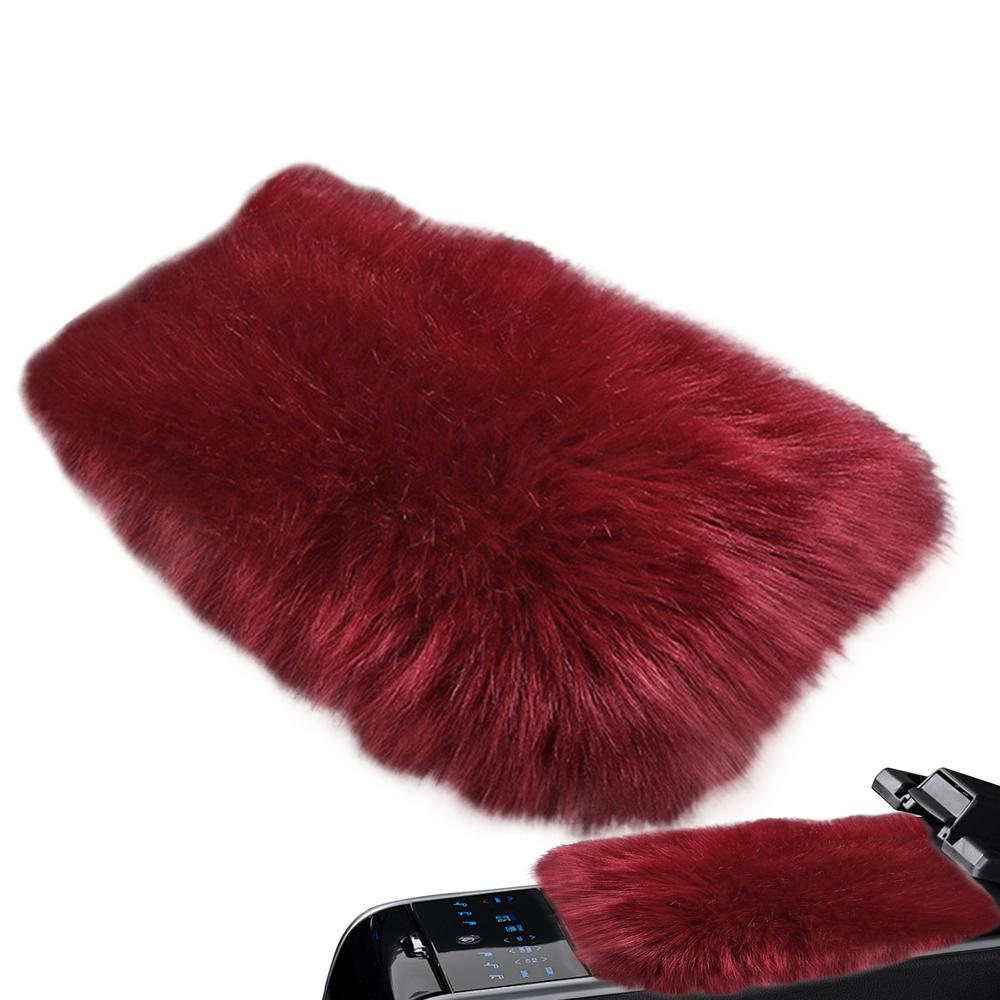 

Плюшевая подушка-подлокотник для автомобиля, теплая накладка на центральную консоль, накладки, украшение салона автомобиля красный