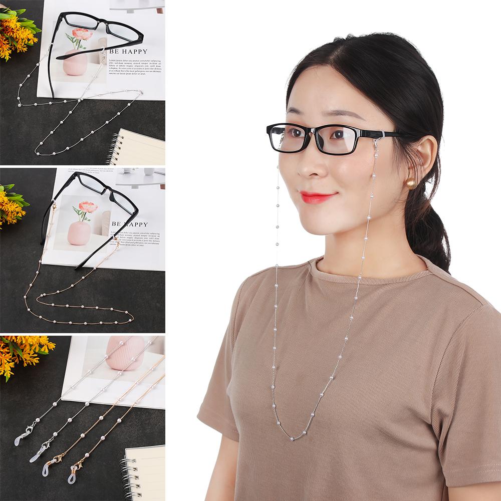 Sweet Pearl Beads Metal Eyeglass Lanyard Glasses Necklace Eye Wear Accessories Glasses Chain