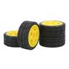 4PCS 110 RC Wheel Tires with Hub Fin Plastics Rubber RC Flat Wheel for Car Upgrade Parts Yellow
