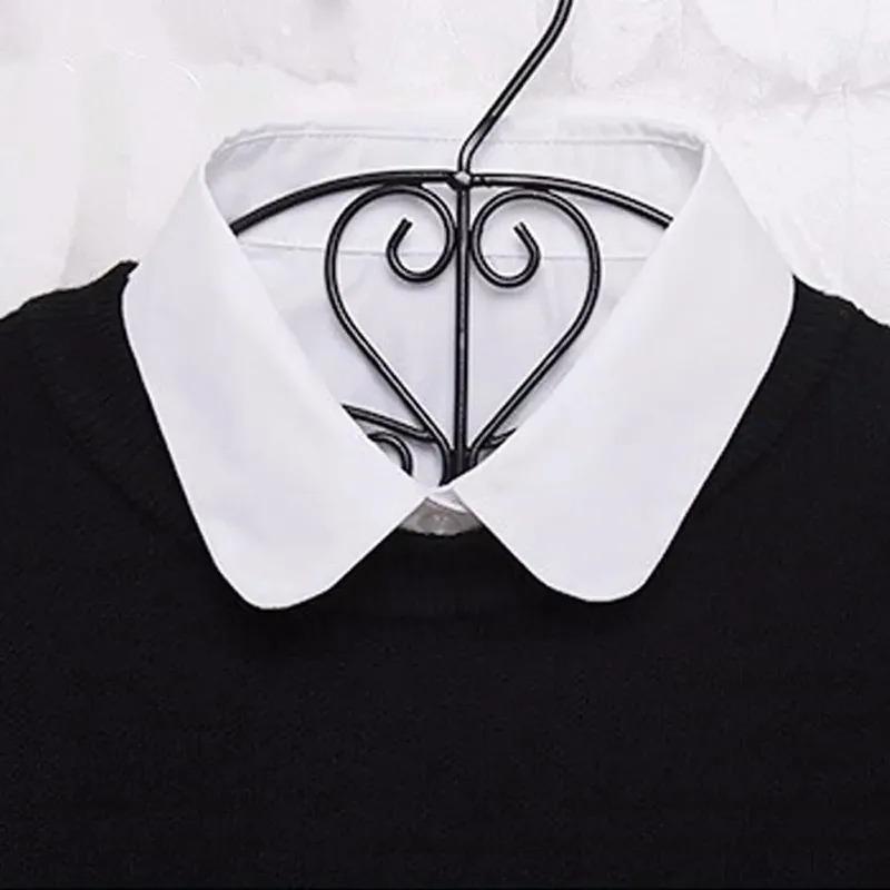 Women's Solid Colour Black White Vertical Small Flip Collar Versatile Shirt Jumper Jumper Fashion Lace False Collar Four Seasons