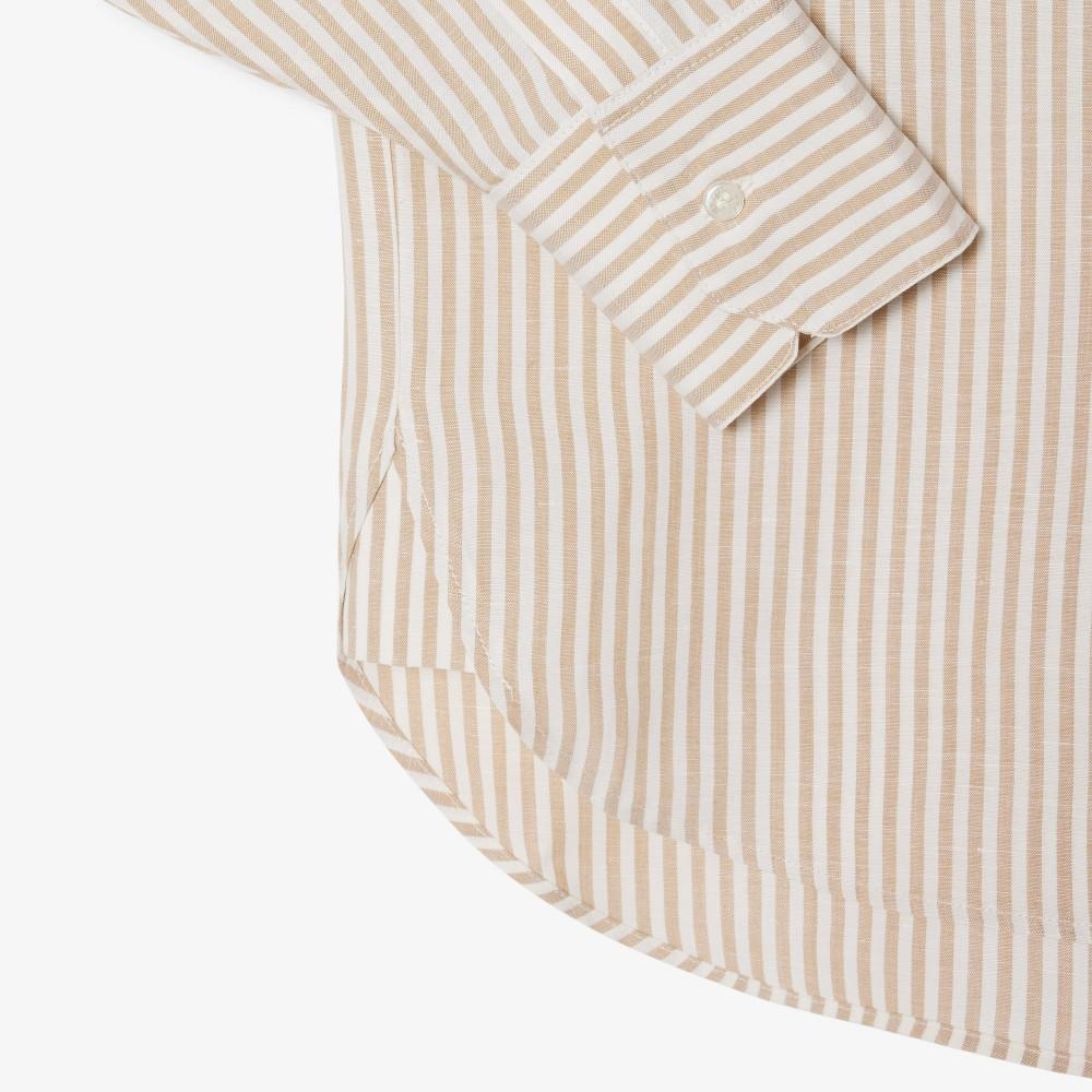 Lacoste Women's Linen Blended Stripe Shirt CF1429-56G8GI