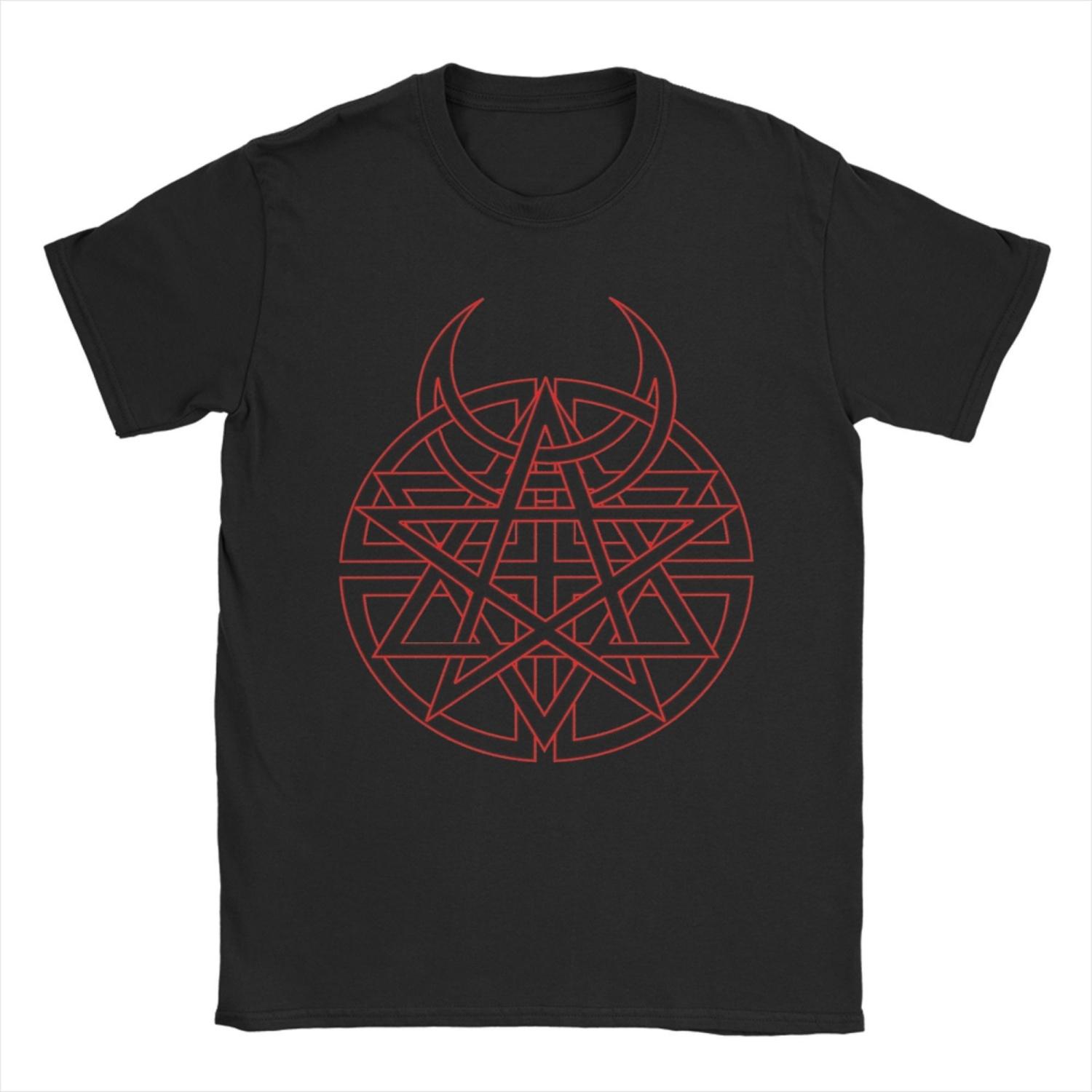 

Red Horns Hexagram Disturbed Music Men T Shirts Leisure Tees Short Sleeve O Neck T-Shirts 100% Cotton Gift Clothing S