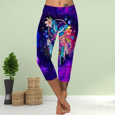 Pants Summer Short Leggings Cropped Skinny Trousers Plus Size Leggins Ladies Slim 3D Blue Wind Chime Butterfly Print Pants