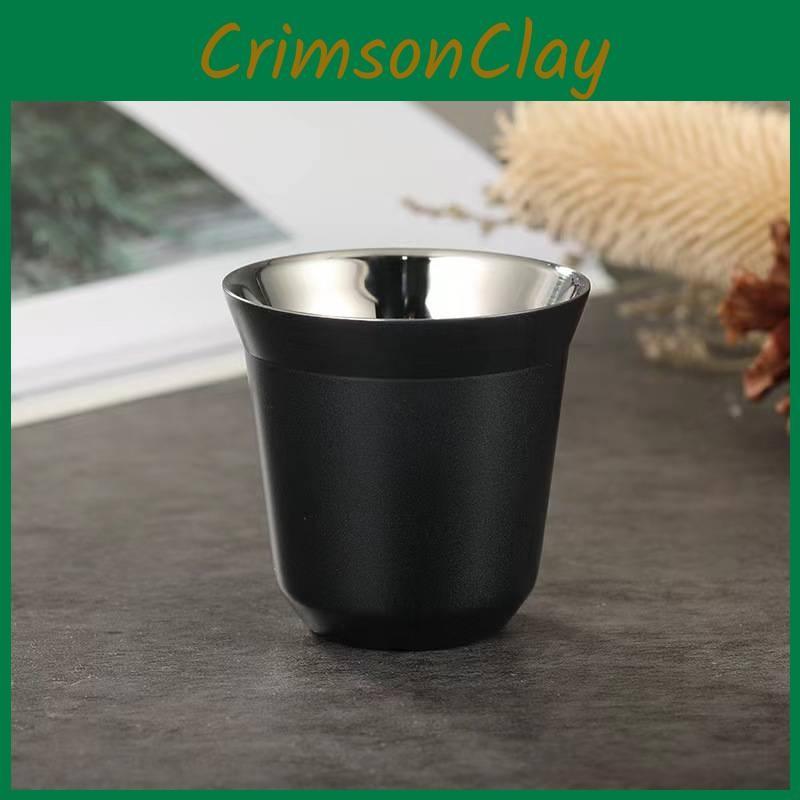 Stainless Double Wall Steel Espresso Cup Insulation Coffee Capsule Shape Mugs