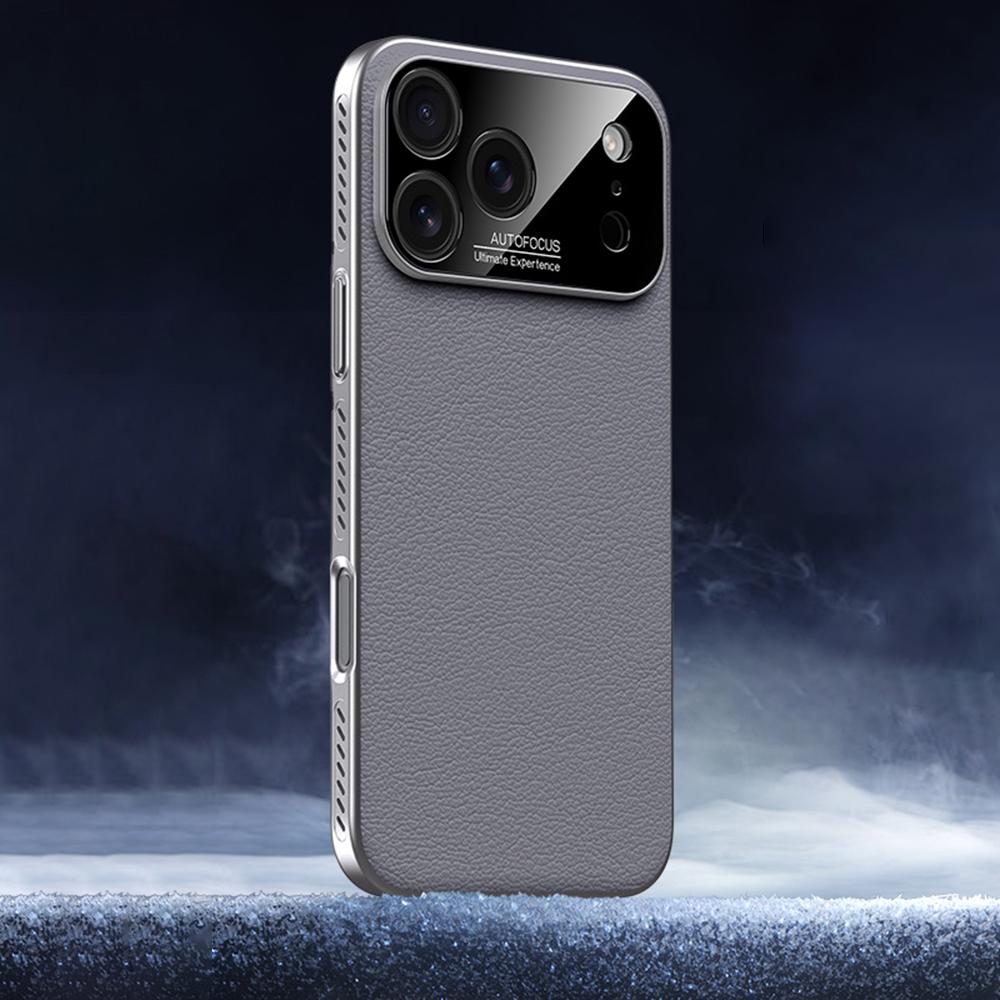 

For iPhone 17 Pro Max Case Ultra Thin Heat Dissipation PU Leather Coated PC Phone Cover