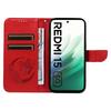 For Xiaomi Redmi 15 4G (EU) (171mm) Case Butterfly Pattern PU Leather Folio Flip Phone Cover -  Red