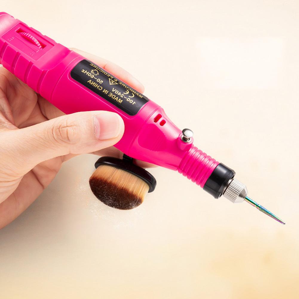 Nagelring-Staubbürste, tragbar, verstellbar, mit Fingerknopf, feine, weiche Bürste, Nagelbürstenwerkzeug, manuelles Maniküre-Reinigungswerkzeug