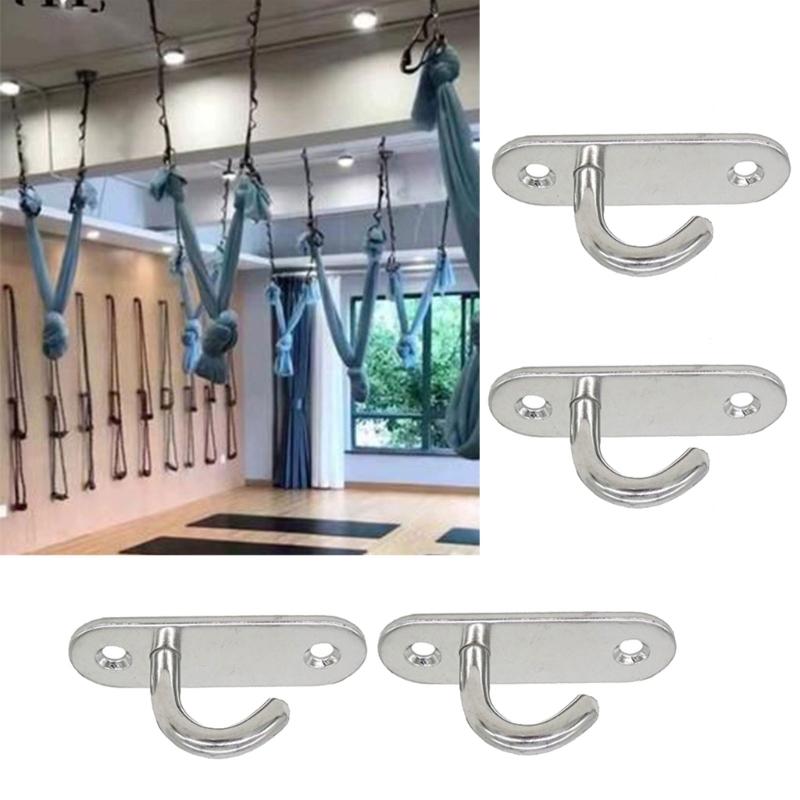 4Pcs Stainless Steels Pad Eye Plate Marine Hardware Hook Heavy Duty Ceiling Hook Half Opening Staple Hook Enduring