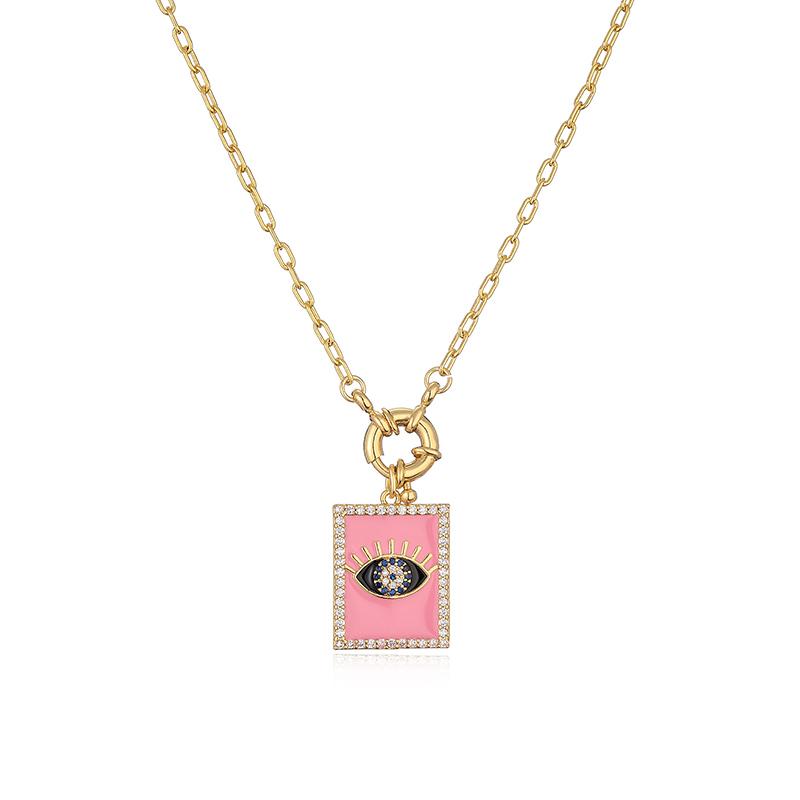 

HECHENG,Enamel Evil Eye Necklace for Women, Gold Color Lucky Turkish Eye Pendants Chain Zircon 40cm розовый