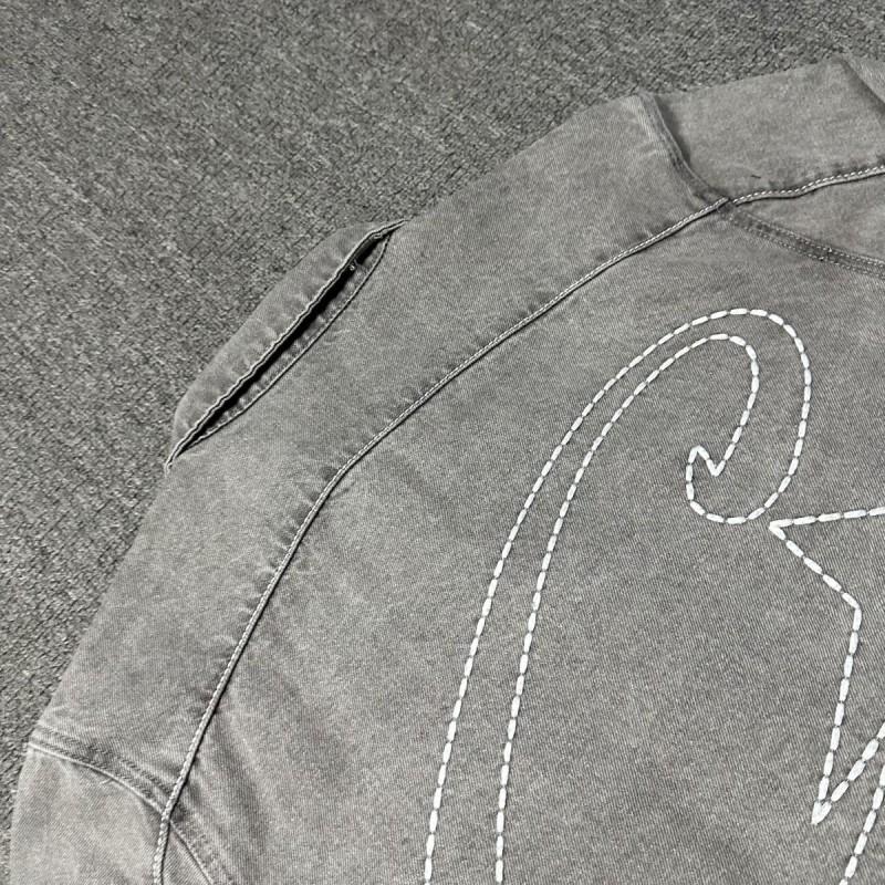 High-Quality Streetwear Embroidered Denim Jacket Set Unisex Casual Loose Fit Teens