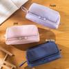 Double Layer Solid Color Pencil Case - Korean & Japanese Style, Large Capacity for Boys and Girls, Middle School Students