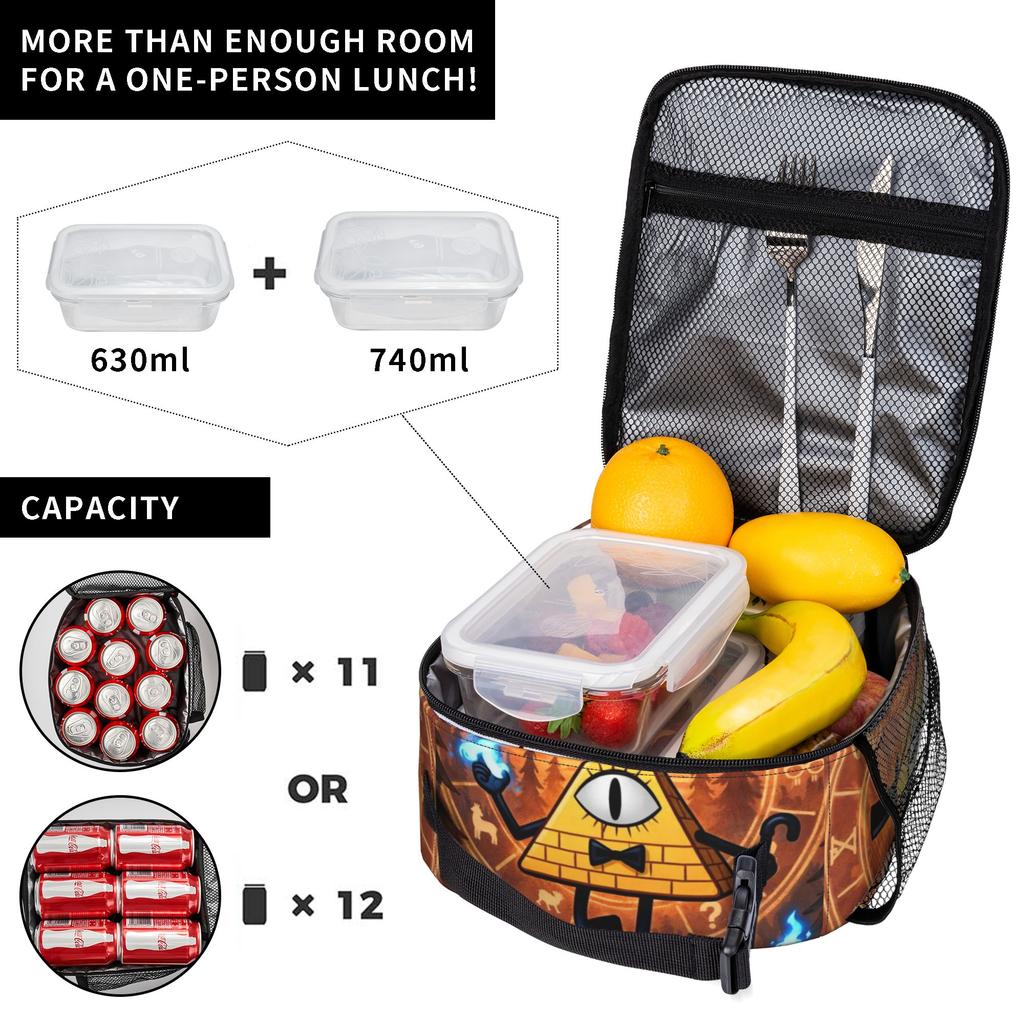 Gravitys Falls Insulated Lunch Bags for Men Women Food Container Bags Portable Thermal Cooler Lunch Boxes For Picnic