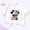 Cartoon Mickey & Minnie Print Summer Short Sleeve Cotton T-Shirt for Kids - Round Neck, Casual Fit