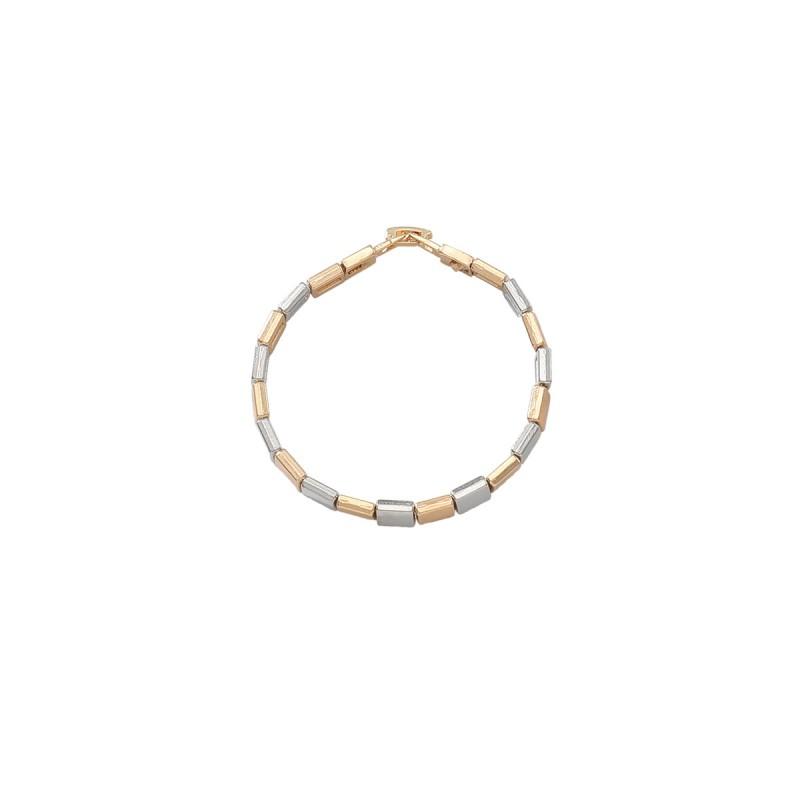 Geometric Alloy Bracelet Women Gold Tone Stacked Minimalist Fashion Jewelry Gold Silver