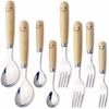 Nagao WaiWai Kitchen Dinner Cutlery Stainless Steel and Made In Set, 8-Piece Set, Wood, Japan, WY-46