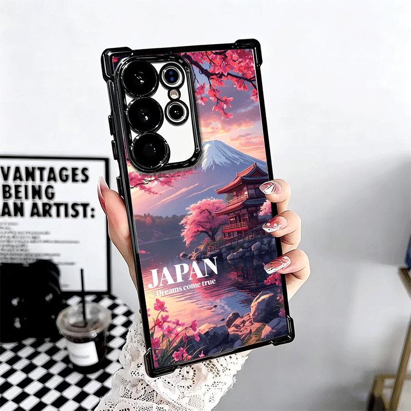 Osaka Tokyo Japan Scenery Plating Phone Case For Samsung Galaxy S24 S25 FE S26 Edge S23 Ultra S22 S21 Plus S20 Anti-Fall Airabag