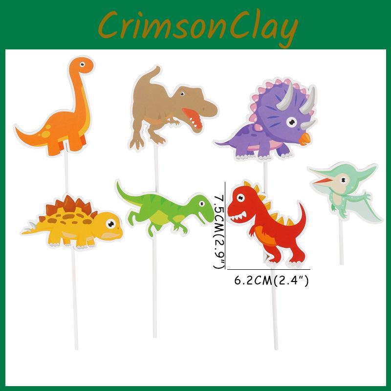 Themed Cake Dinosaur Accessory Paper Flag Plugin Set Birthday Party Decoration