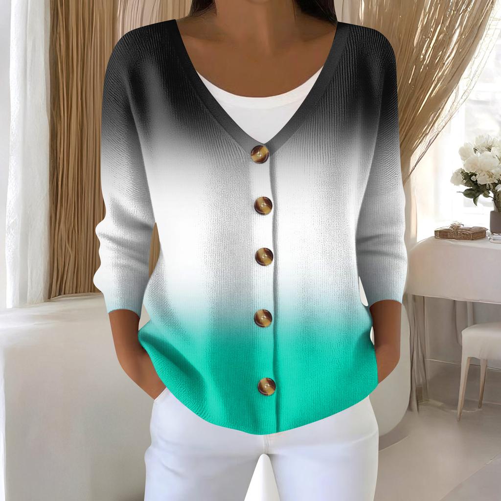 Women's Fashion Long Sleeve Christmas Snowman Snowflake Print Jacket Cardigan