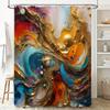 Luxury 3D Printed Shower Curtain Abstract Art Design with Golden Foil Accents Waterproof Bathroom Decoration for Home Decor