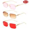 Protective Glasses 3pcs Fashion Rimless Metal Square Sunglasses Women Candy Color Design Sun Glasses Outdoor Shades Female UV400