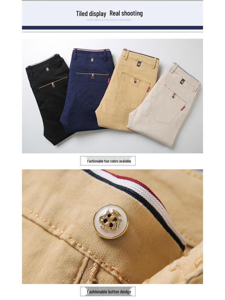 Men's Solid Color Casual Business Pants - Autumn/Winter Korean Style