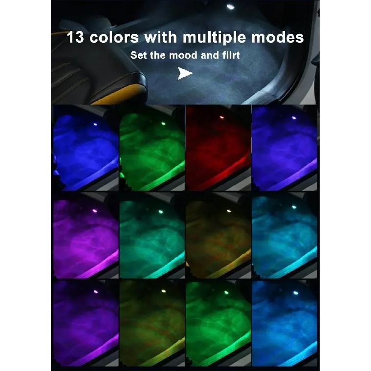 Wireless Adhesive LED Car Interior Ambient Light Remote Control Decor Auto Roof Foot Atmosphere Lamp Bicycle Tail Light