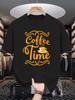 0612 COFFEE TIME  Summer Short-Sleeved Unisex T-Shirts, Fashionable And Trendy Printed  Bottoming Shirts, Male Teenagers' Spring And Summer Round Neck
