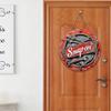 2D Flat 20cm American Bar Decoration Sign Wooden Round Logo Welcome Door Sign Hardware Store Window Pendant Decoration Wood Crafted Art for Door  Room