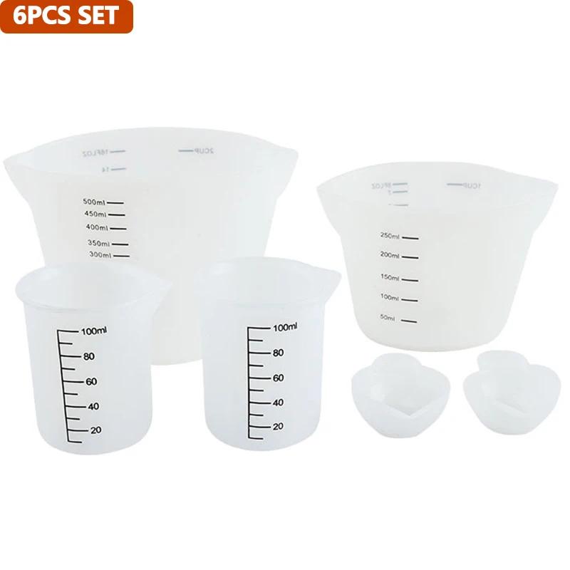 

1/2/6 шт. Набор мерных стаканов, силиконовые мерные стаканы со шкалами для молока, кофе, выпечки тортов, мерный стакан, набор инструментов из эпоксидной смолы